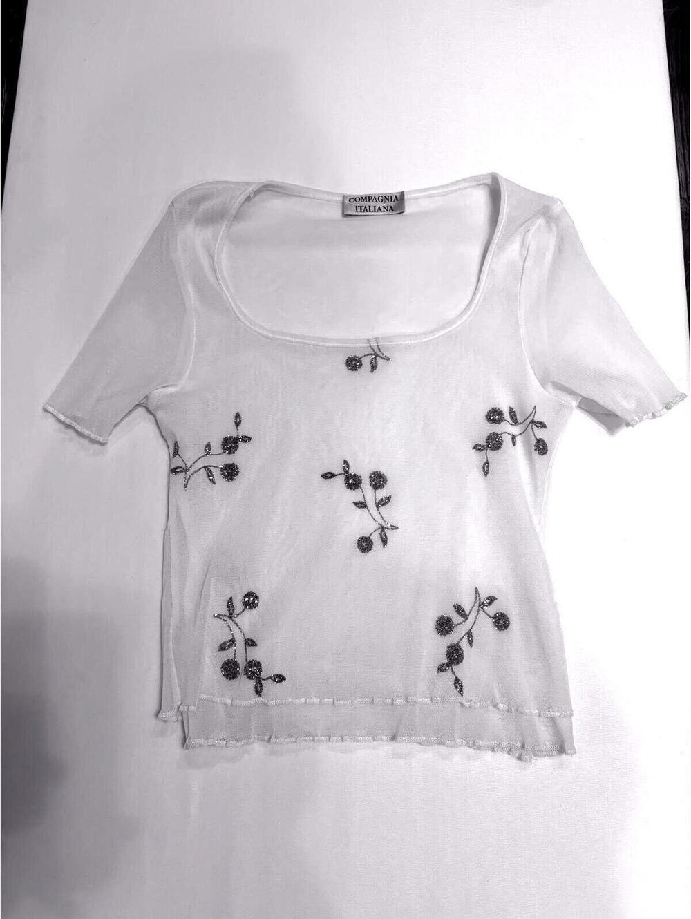 Y2K Whimsigoth fairycore bedded white top XS / S